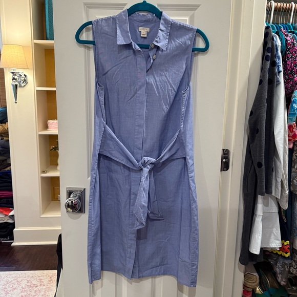 J. Crew Dresses & Skirts - J. Crew Chambray Dress End-on-end Front Tie Collared Sleeveless size Small